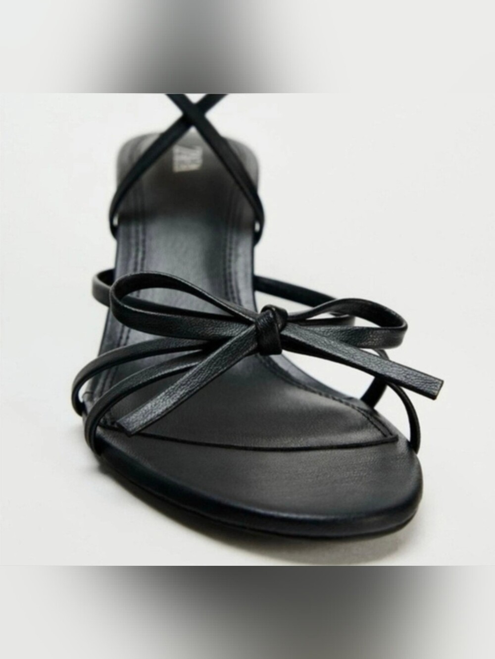 New ZARA Black TIED HEELED SANDALS Sz 7.5 - Picture 5 of 6